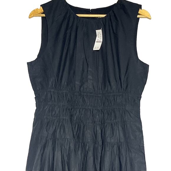 Hyacinth Dress in Cotton Poplin Medium Black Midi Smocked A Line Classic Modest - Picture 3 of 12